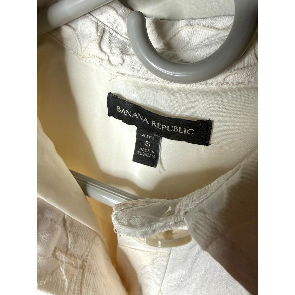 Banana Republic Floral Jacquard Polo Dress White Women’s Small Petite Lined - Picture 4 of 5